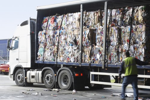 Morden town center with a skip placed legally